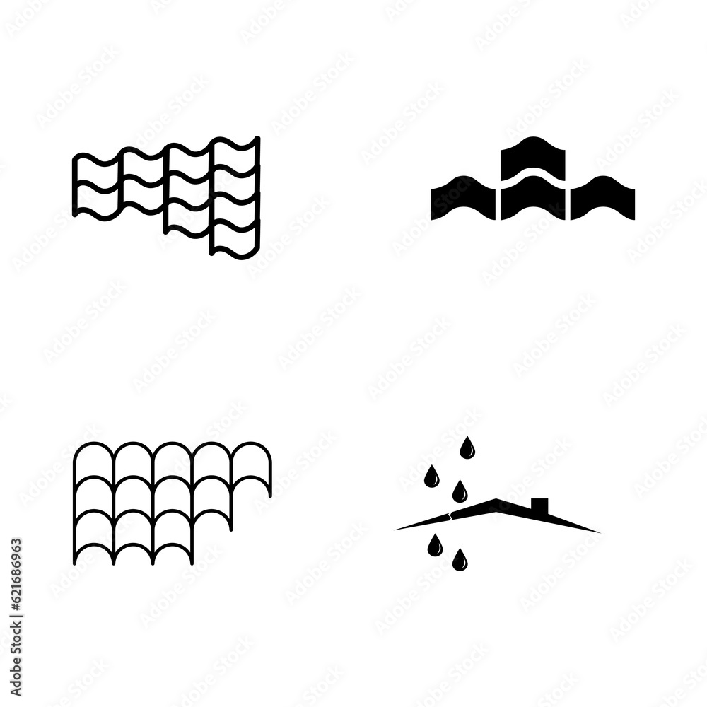 Roof top tile material icon set, Roof tile icon - vector illustration design on white background..eps Roof top tile material icon set, Roof tile icon - vector illustration design on white background..eps