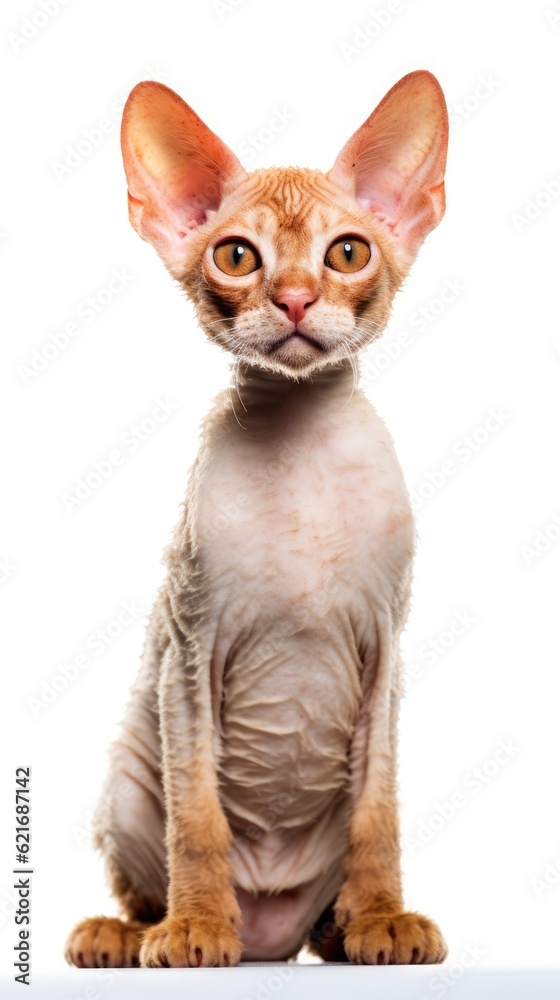 a sphynx cat is sitting in front of a white background