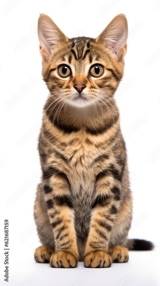 European Shorthair cat sitting on white background European Shorthair cat sitting on white background