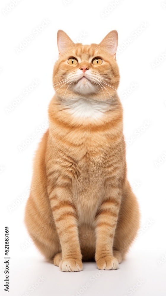 Manx cat sitting on white background