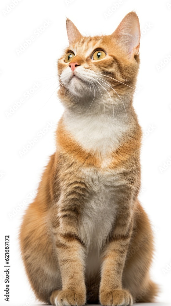 Obraz premium Manx cat sitting on white background