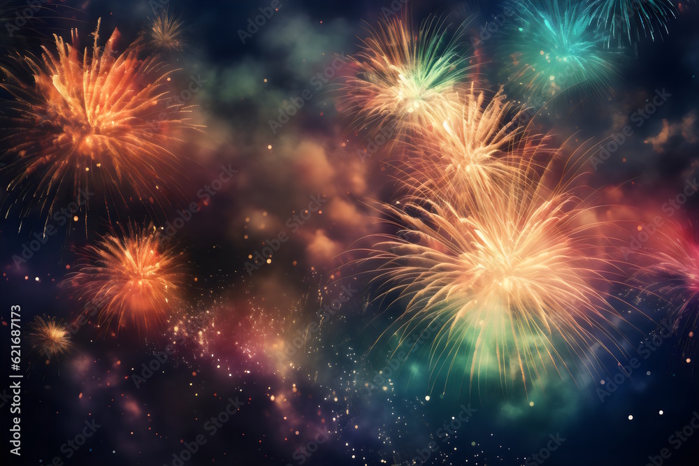 Midnight Fireworks Spectacle: A Vibrant Celebration to Welcome the New Year with Joy and Splendor. Generative AI Midnight Fireworks Spectacle: A Vibrant Celebration to Welcome the New Year with Joy and Splendor. Generative AI