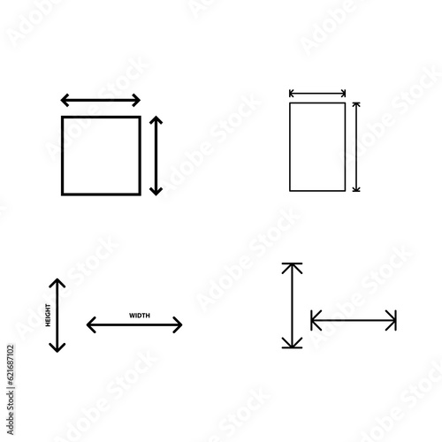 height and width icon set,height and width icon, area or size, dimension vector illustration on white background..eps