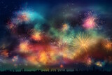 Midnight Fireworks Spectacle: A Vibrant Celebration to Welcome the New Year with Joy and Splendor. Generative AI