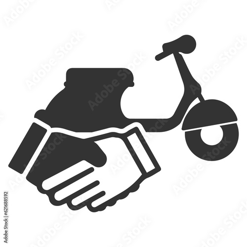 Vector illustration of motorcycle deals icon in dark color and transparent background(PNG).