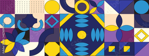 Abstract geometric background design in colorful retro style. Vector illustration.