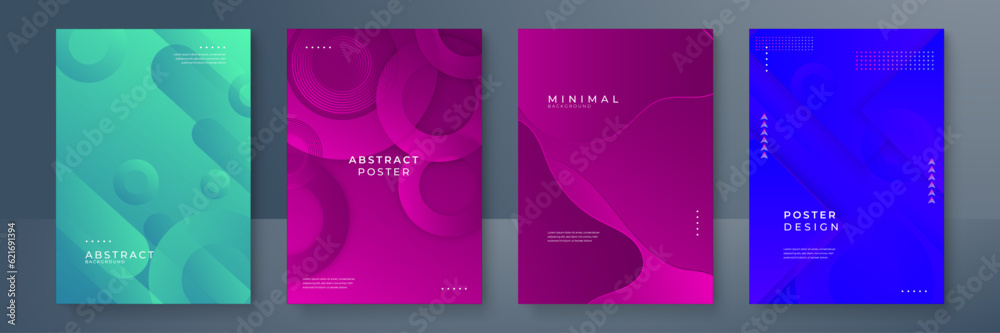 Minimal covers design. Cool halftone gradients. Future geometric template.