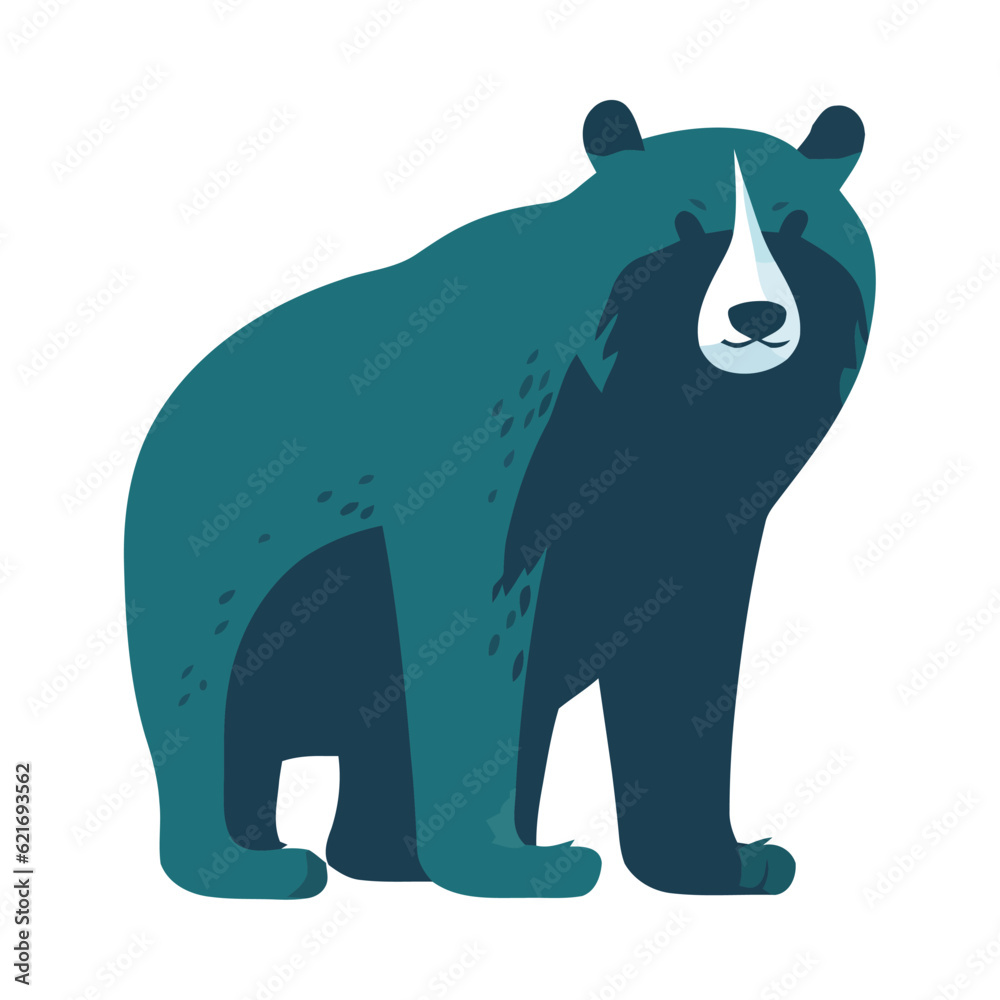 Fototapeta premium Cute cartoon grizzly bear sitting