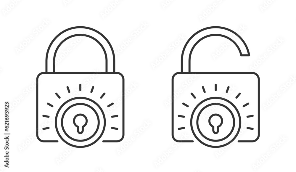Cosed and opened lock line icons, vector eps10 illustration Cosed and opened lock line icons, vector eps10 illustration