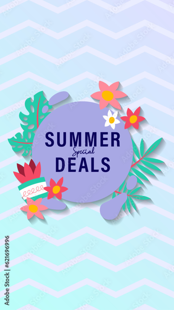 Naklejka premium Summer sale social media story. Vertical template post for reel promotion content.