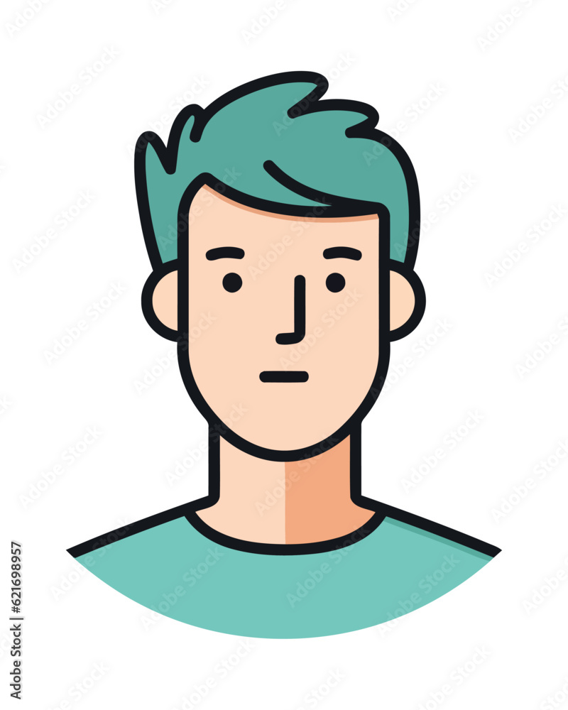 Smiling boy in cartoon avatar illustration design