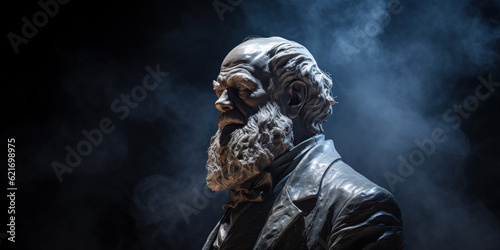 Fotomurale Charles Robert Darwin bust sculpture, English naturalist, geologist, and biologist