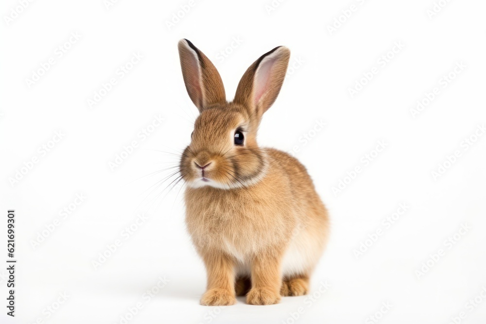 a brown rabbit is sitting on a white background