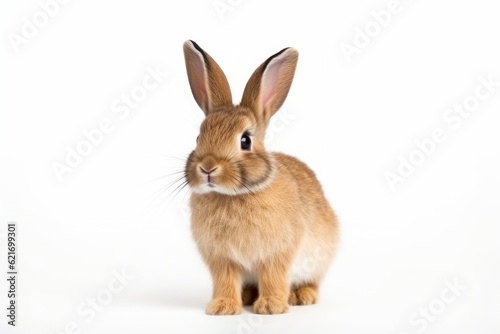 a brown rabbit is sitting on a white background