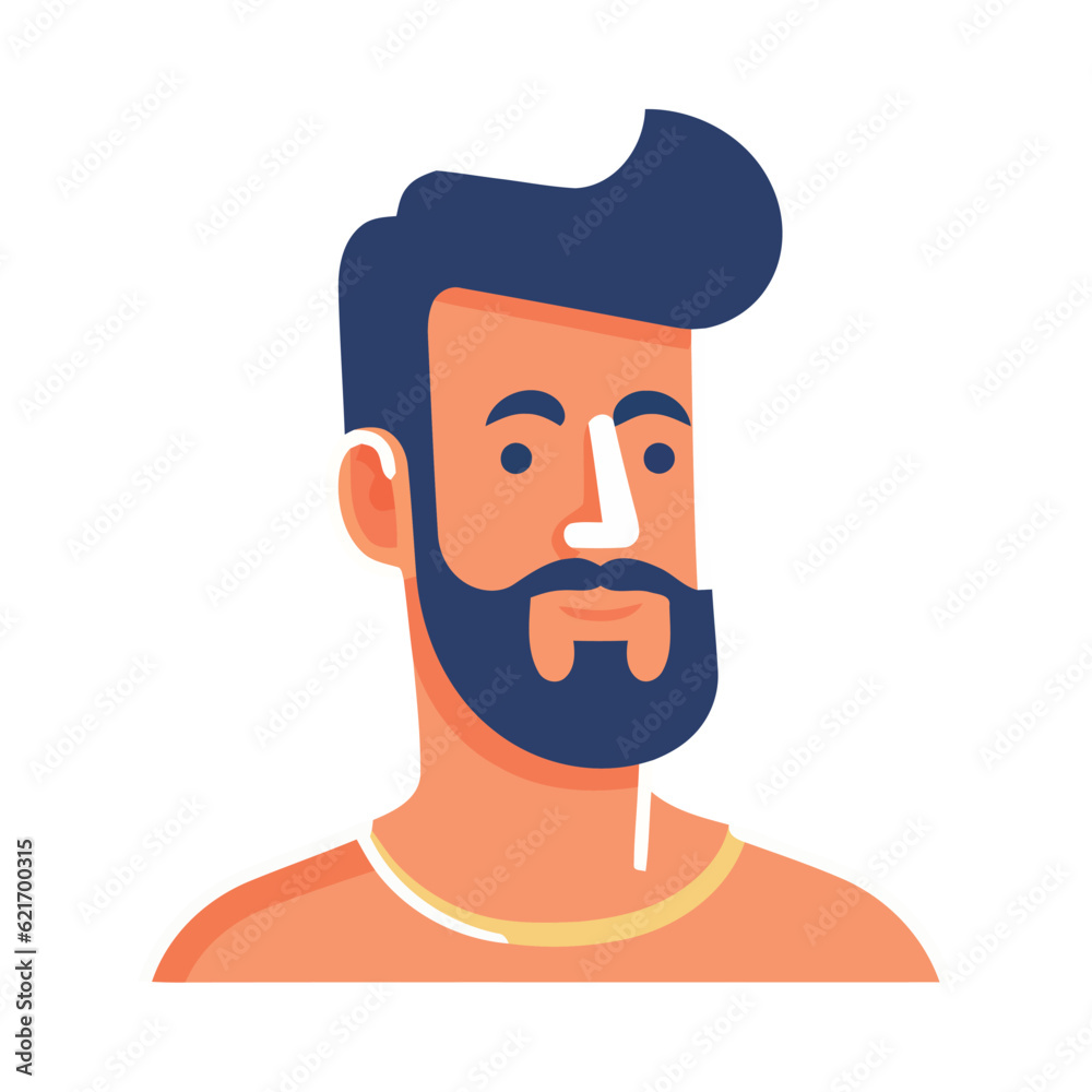 Smiling man with beard, a vector illustration