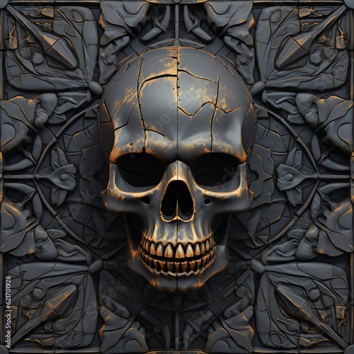 3D Halloween Skull Tile Seamless