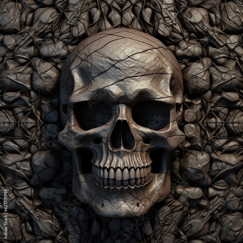 3D Halloween Skull Tile Seamless