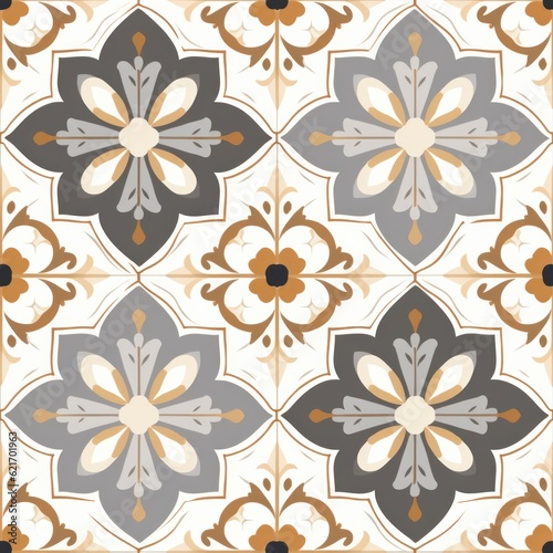 Seamless Azulejo tile. Portuguese and Spain decor. Ceramic tile with Victorian motives. Seamless Floral pattern illustration.