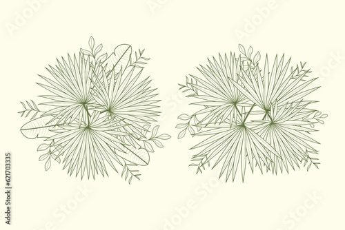 natural leaf set template vector thin natural soft green color