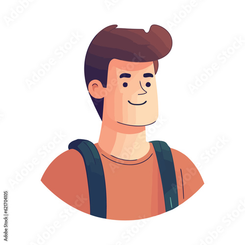 Smiling schoolboy with backpack standing