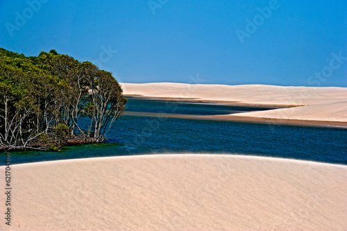 Lagoa e dunas no Delta do Parnaiba. Piaui.