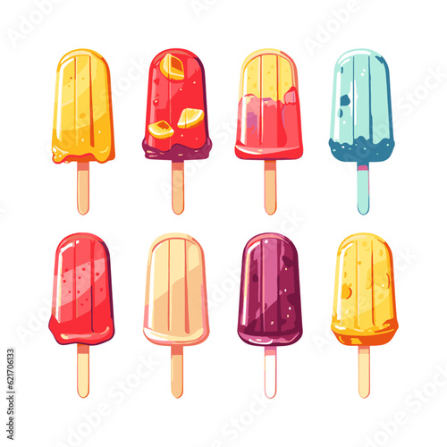 Set of popsicle ice cream vector illustration
