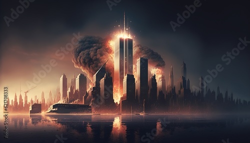 Fotografie, Obraz 11 September- illustration for Patriot Day USA poster or banner