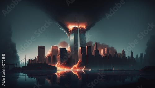 11 September- illustration for Patriot Day USA poster or banner. illustration