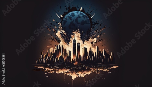 11 September- illustration for Patriot Day USA poster or banner. illustration