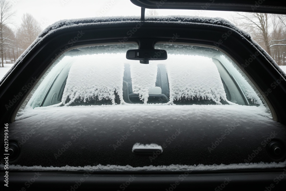 Frosty pattern on an old car window