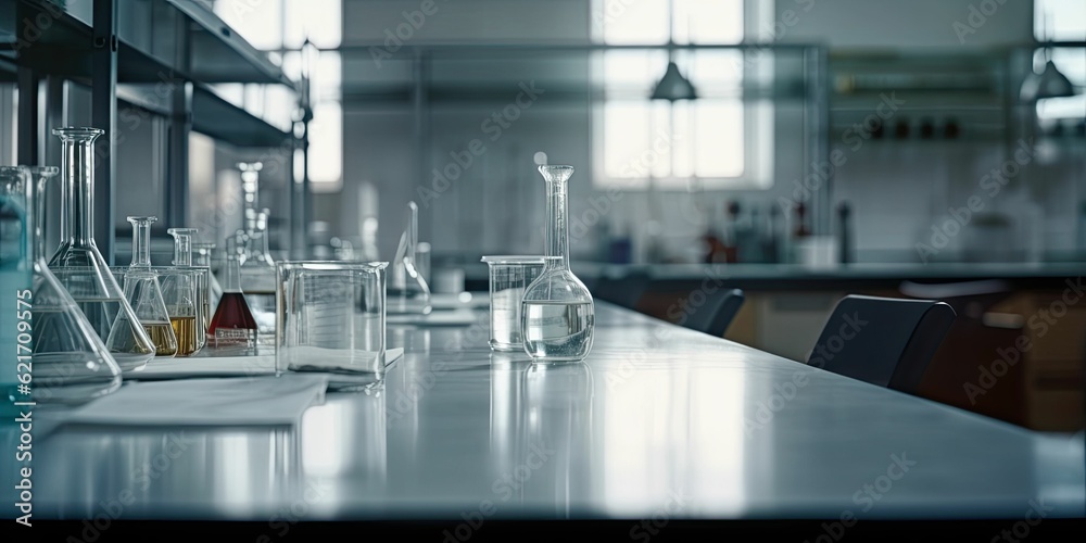 empty table blurred laboratory background Stock Illustration | Adobe Stock