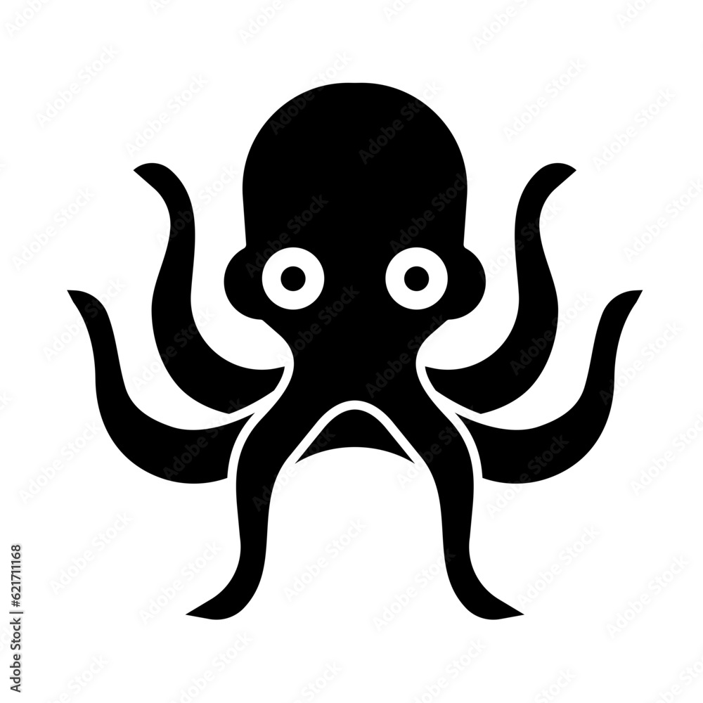 Octopus vector ocean seafood mollusc glyph icon. Octopus vector ocean seafood mollusc glyph icon.