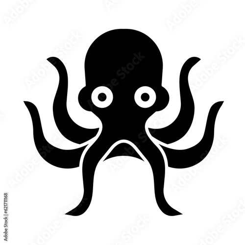 Octopus vector ocean seafood mollusc glyph icon.