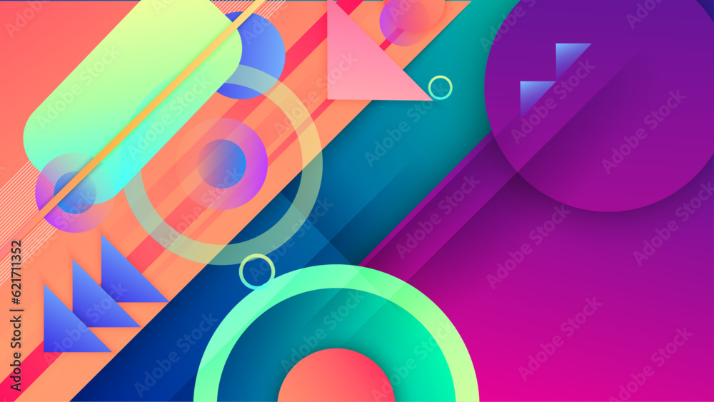 Obraz premium vector flat design geometric shapes background in colorful gradient style
