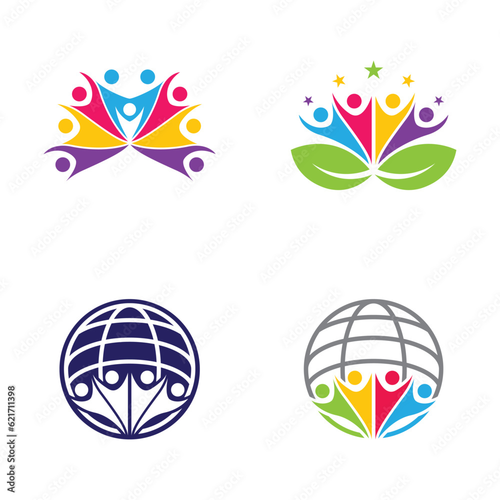 Teamwork logo template icon set