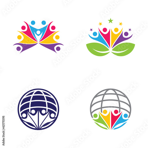 Teamwork logo template icon set