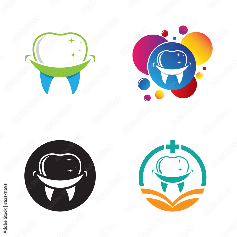 Dental logo template vector icon set