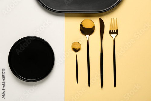 Elegant black and gold cutl...