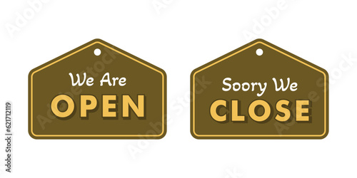Open and close sign and symbol vector