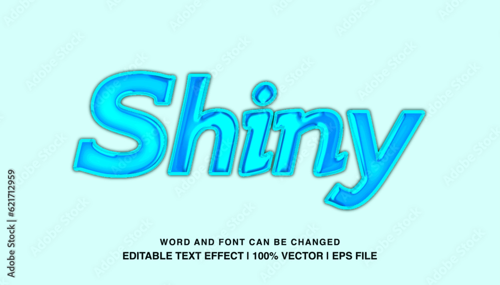Shiny editable text effect template, bold blue light glossy style, premium vector