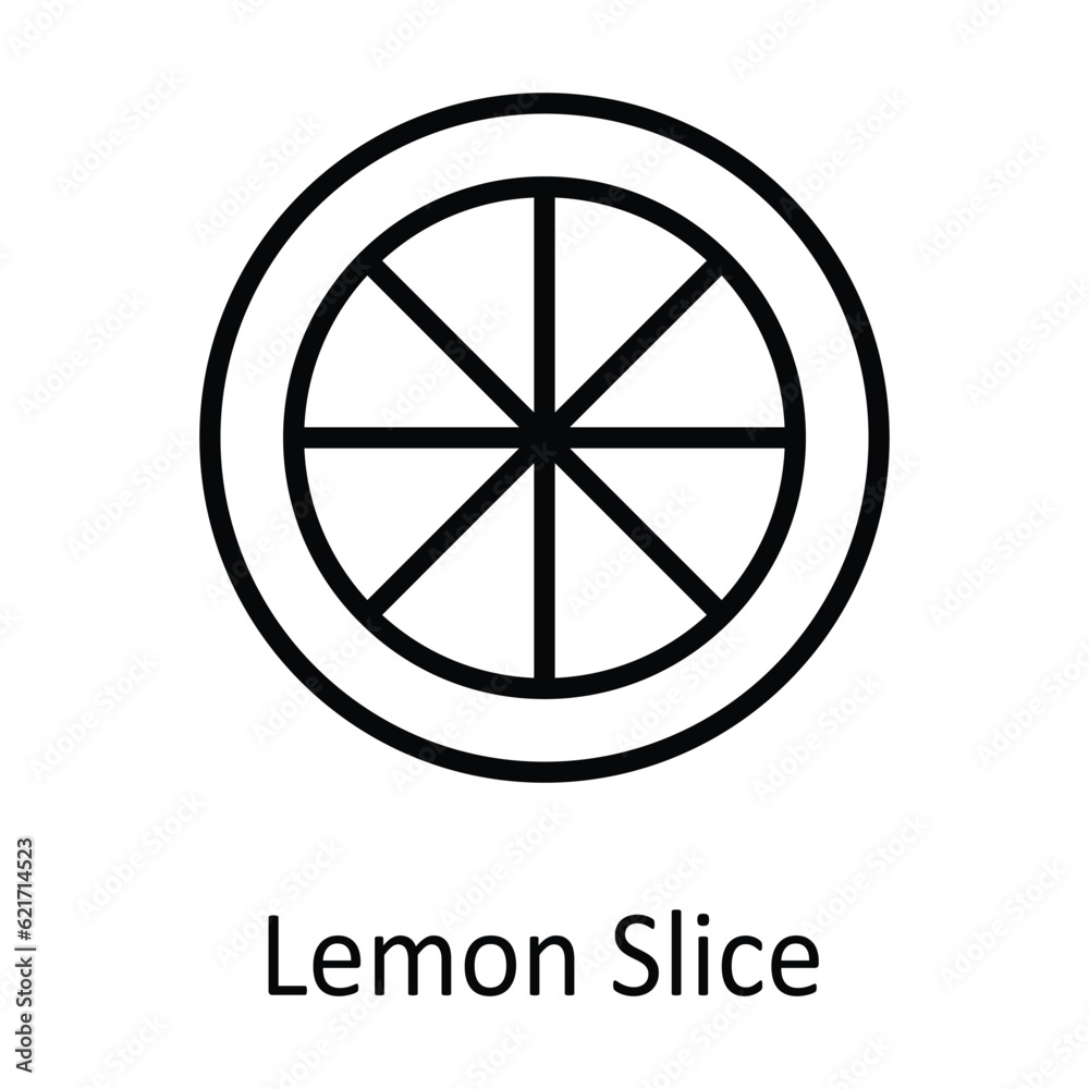 Lemon Slice Vector outline Icon Design illustration. Food and Drinks Symbol on White background EPS 10 File 