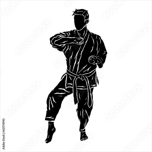 karate silhouette illustration vector