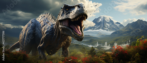 Begegnung mit den Giganten: Ein beeindruckender Dinosaurier in seiner natürlichen Umgebung © PhotoArtBC