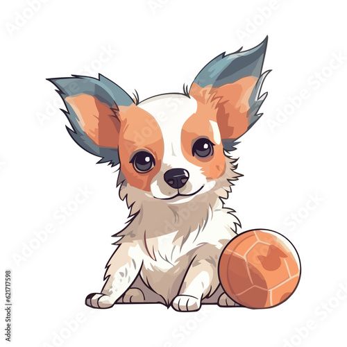 Cute puppy playing with ball, cheerful and playful