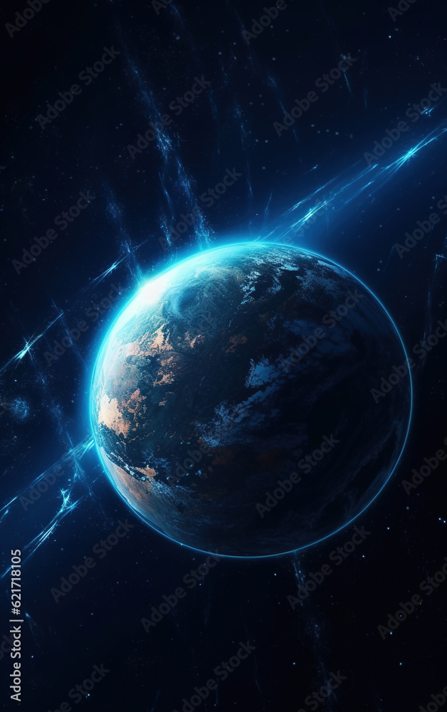 Obraz premium The Earth in the Cosmic Sky,created with generative ai tecnology.