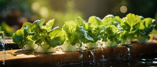 Frühling im Indoor-Garten: Bio-Salatpflanzen im hydroponischen Anbau photo
