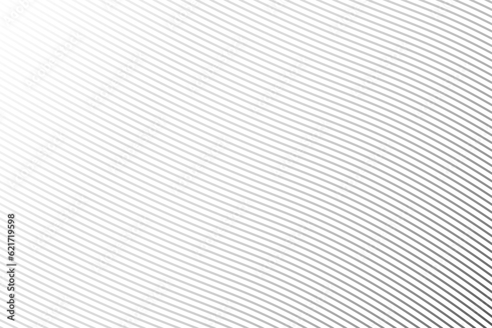 Abstract black and white vector background with curve lines and waves. Diagonal lines halftone effect.