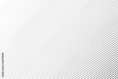 Abstract black and white vector background with curve lines and waves. Diagonal lines halftone effect.