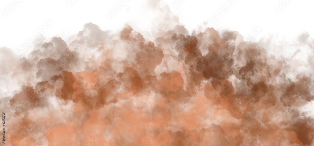 Realistic brown explosive smoke on transparent background Realistic brown explosive smoke on transparent background