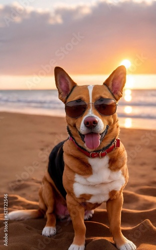 Dog Wearing Sunglasses created with Generative AI. © RbbrDckyBK
